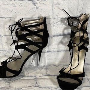 Mix No.6 black strappy/lace up heel. Size 10. New